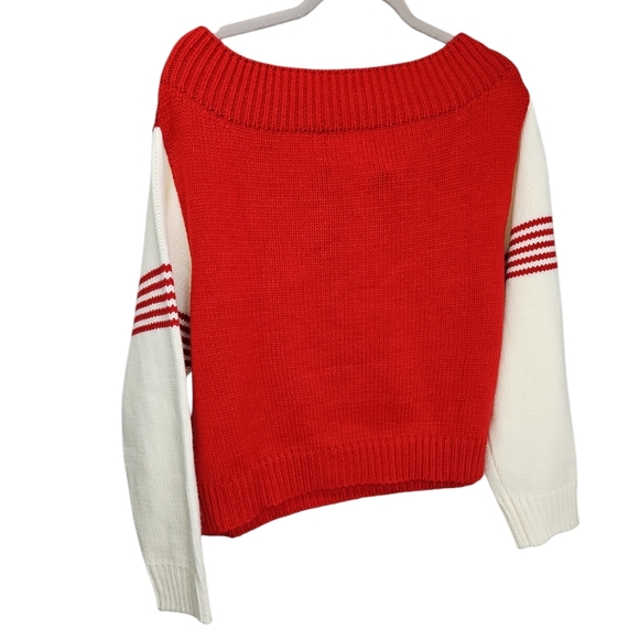 Judith March Red College Sweater Sz Med Women's Boatneck Scoop LS - Picture 4 of 5